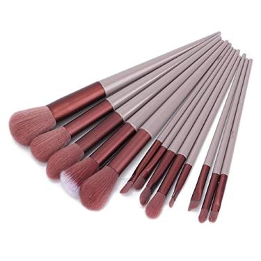 Imagem de Yinhing Conjunto de Pincéis de Maquiagem de 13 Peças, Cabeça de Escova de Fibra Macia de Coloração Precisa Com Alça Ergonômica, para Maquiagem de Contorno Delicado (Rósea)