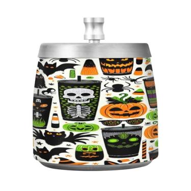 Imagem de Qilmy Cinzeiro de aço inoxidável com tampa - Cinzeiro de cigarro à prova de vento sem cheiro sem fumaça para casa, escritório, carro, pátio, varanda (uso interno e externo)