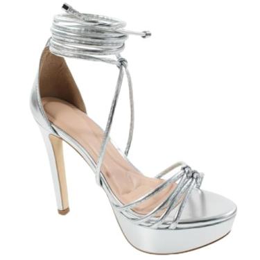 Imagem de Sandália Modarpe Salto Alto Meia Pata Feminina M51 (Prata, BR, Adulto, Numérico, 38)