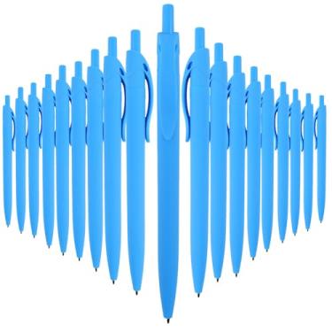 Imagem de Wiaziert Canetas esferográficas, pacote com 50 (tinta preta), canetas a granel, barril azul celeste, canetas de clique para escritório, casa e escola, canetas esferográficas retráteis, ponta média