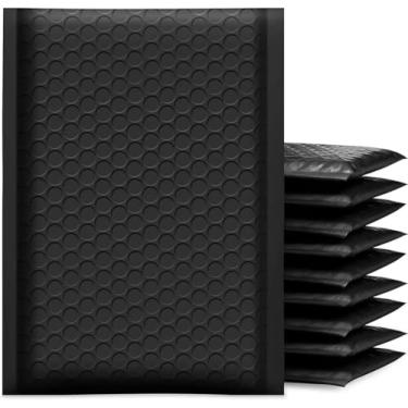 Imagem de ZHPLIX 21 x 30 cm, preto, pacote com 25 unidades, tamanho utilizável, 21 x 27,5 cm, envelopes acolchoados, médios, à prova d'água, sacos de envio boutique com 30 peças de adesivos adoráveis gratuitos