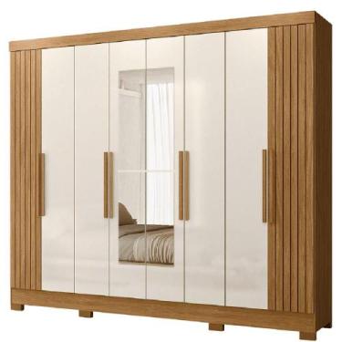 Imagem de Guarda Roupas Casal Com Espelho Ripado 8 Portas 4 Gavetas Diamante Mov