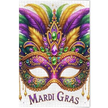 Imagem de Quebra-cabeça de máscara de carnaval personalizado para adultos 500 peças decoração de pintura animal arte prima quebra-cabeça amigos família jogos presentes, 52 cm x 37,8 cm