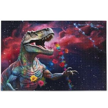 Imagem de Quebra-cabeça de dinossauro, estrelas coloridas, adulto, 500 peças, presentes para a família, elefantes brancos, arte privilegiada, cenário personalizado, arte floral, 52 x 37,8 cm