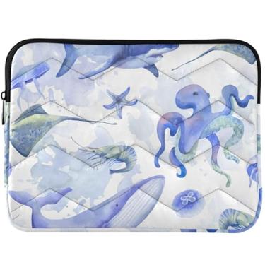 Imagem de Aquarela tubarão baleia água-viva capa para notebook capa para notebook para MacBook Air 13 polegadas capa universal 13-14 polegadas acessórios de computador
