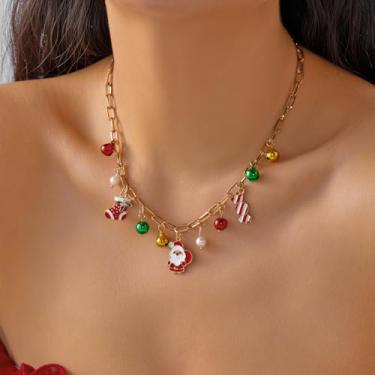 Imagem de Colar de árvore de Natal para mulheres, joias modernas, versáteis, pingente de Natal, presentes de amizade para mulheres, Medium, Latão, Sem Pedra Preciosa