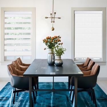 Imagem de GHV Persianas Zebra com fio para janelas blackout de camada dupla privacidade para casa e escritório (branco, 91 cm (L) x 183 cm (A))