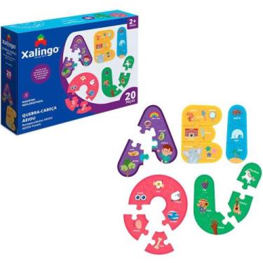 Imagem de QUEBRA-CABEÇA Madeira Aeiou com 20 Peças Educativo Infantil