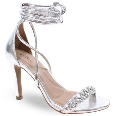 Imagem de Sandália Modarpe Salto Fino Amarração Feminina F04 (Prata, BR, Adulto, Numérico, 40)