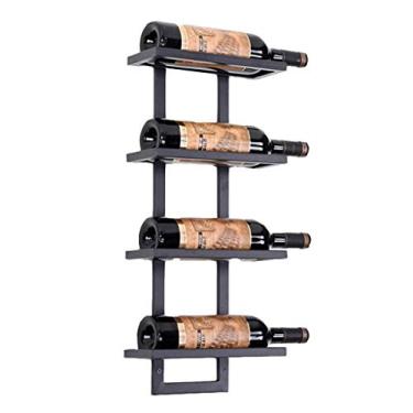 Imagem de Suporte para copos de vinho para pendurar na parede preto metálico para 2-6 garrafas, prateleira de vinho, suporte para 3 garrafas (4 garrafas)