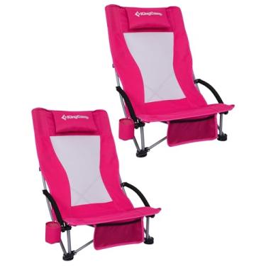 Imagem de KingCamp Cadeiras de praia baixas, cadeira dobrável portátil para adultos, assento traseiro alto, ergonômico, 136 kg, pesado, leve, grande, com bolsa de transporte para piquenique e acampamento ao ar