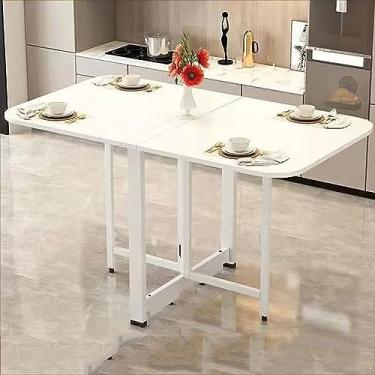 Imagem de Mesa de jantar de folha suspensa, mesa de jantar dobrável, mesa de cozinha dobrável de madeira, mesa expansível multifuncional, móveis dobráveis e extensíveis para economia de espaço, dobrável em 3