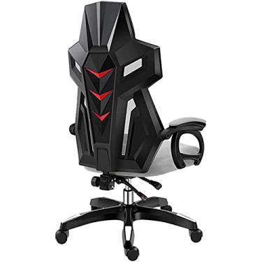 Imagem de Cadeira de escritório ergonômica cadeira de mesa de malha de encosto alto cadeira reclinável para computador com suporte lombar e encosto de cabeça cadeira de tarefa giratória - cinza 80 x 34 x 58 cm