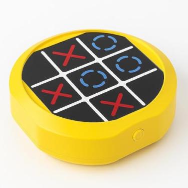 Imagem de Jogo da Velha Eletrônico com Tela Sensível ao Toque, 3 Modos de Jogo, 9cm x 9cm x 3cm, Amarelo e Preto Luz Sons Brinquedo Educativo Infantil Compacto e Portatil Console- Carregamento USB
