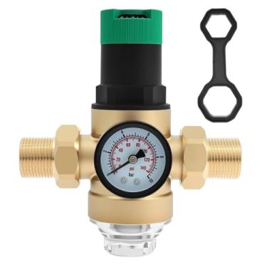 Imagem de Regulador de pressão de água de 9,5 cm, redutor de pressão de água com medidor e filtro, resistência à umidade, resistência a altas temperaturas, para trailer, trailer, viagem, trailer, mangueira de