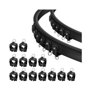 Imagem de Trilho De Cortina Flexível Branco Para Teto Com Rolos De 11 Mm E Ganch