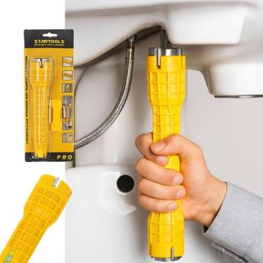 Imagem de Chave Hidráulica Multiuso para Torneira 5 Peças Amarela Ferramenta par