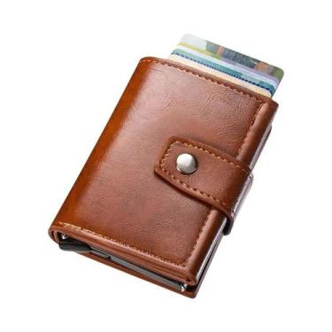 Imagem de Carteira Masculina Retrô De Metal Com Bloqueio RFID, Porta-Cartões Min