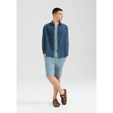 Imagem de Bermuda Básica Masculina Chino Reta Em Sarja - Hering Adulto, 038, Azu