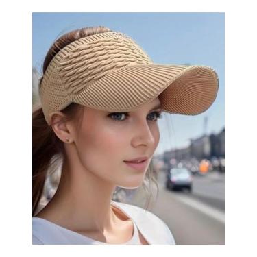 Imagem de Viseira Feminina Aba Longa Tecido Respirável Praia Boné - LIX STORE, N