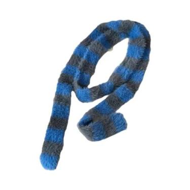 Imagem de Cachecol Feminino Listrado De Pelúcia Fino E Estreito Estilo Coreano D