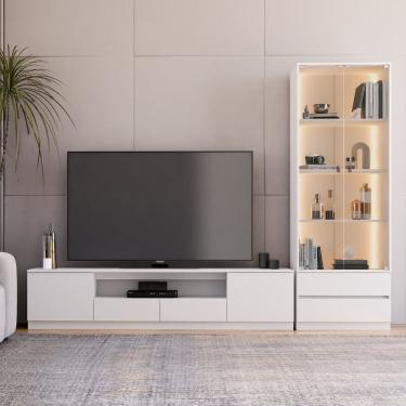 Imagem de Estante para Tv 84 Polegadas 100% Mdf com Led Liz Yescasa Branco