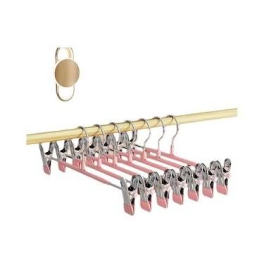 Imagem de Cabides Ajustáveis Antiderrapantes Com Clipes Para Calças, Saias E Jea