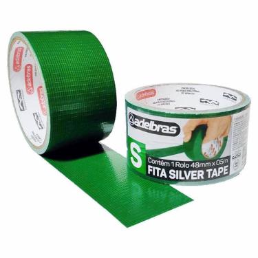 Imagem de Kit 10 Fita Adesiva Silver Tape Alta Fixação 48MmX5M Verde
