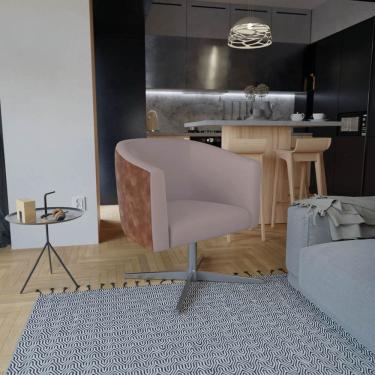 Imagem de Poltrona Luiza Base Giratória De Metal Sintético Nozes Rosê