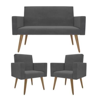 Imagem de Kit Sófa 2 Lugares E 2 Poltronas Para Sala De Estar Recepção - Móveis 
