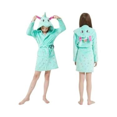 Imagem de Roupão Kigurumi Infantil Com Estampa De Estrelas Azuis E Unicórnio Par