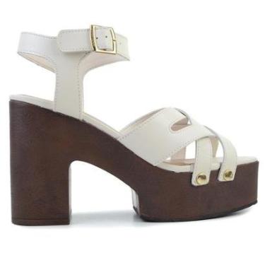 Imagem de Sandália Feminina Cravo e Canela Couro Off White - 1872-Feminino