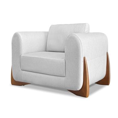 Imagem de Poltrona Sala De Estar Clarissa Linho Fibra Siliconada Cinza Mel D'Rossi