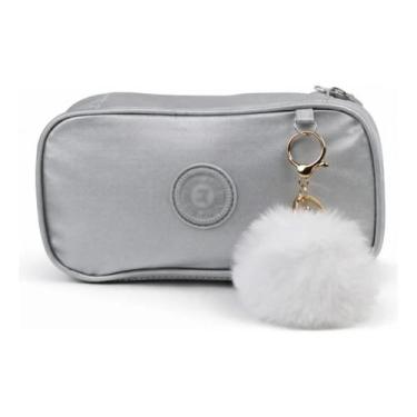 Imagem de Estojo Escolar Feminino Grande Cute Aesthetic com Pompom Porta Caneta 