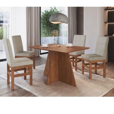 Imagem de Conjunto Sala de Jantar Mesa 120cm e 4 cadeiras em Madeira Macica 150/14 Moveis Zamarchi