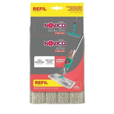 Imagem de Refil para Mop Spray-Spray Slim Noviça 100% Microfibra Troca Rápida Lavanderia Cinza Be...