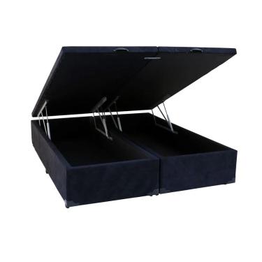 Imagem de Cama Baú Casal Queen Bipartido Blindado Suede 158x198x41