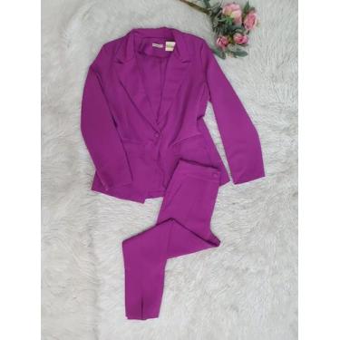 Imagem de MODAS DOMI Conjunto De Blazer e Calça Alfaiataria 8435, Roxo, P