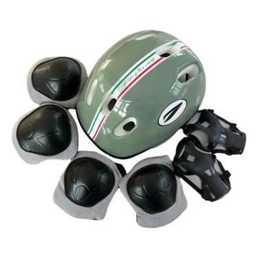 Imagem de Kit Proteção Infantil Capacete + Acessórios - Rad7, Verde