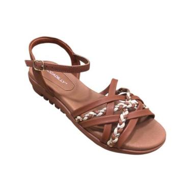 Imagem de Sandalia Piccadilly ortopédica Feminina Casual Anabela Baixa, Marrom, 
