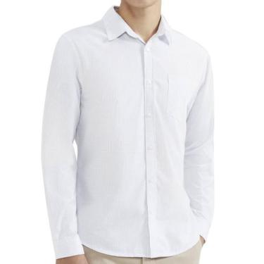 Imagem de Camisa Manga Longa Básica Xadrex Masculina Hering - K0XX, Azul claro, 