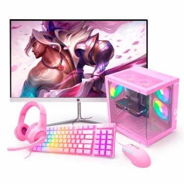 Imagem de Computador Rosa Gamer p/ GTA Ryzen 5 3400g 16gb Ram Ssd 512gb RX 590 M