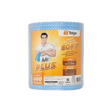 Imagem de Pano Multiuso em Rolo Mr. Plus para Limpeza Doméstica e Institucional de Poliéster e Viscose Azul Talge