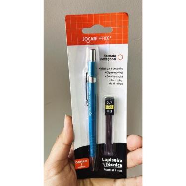 Imagem de Kit Lapiseira Técnica com Grafites 0.7mm OEM Jocar Office Formato Hexagonal com Borracha e Tubo 12 Minas Azul
