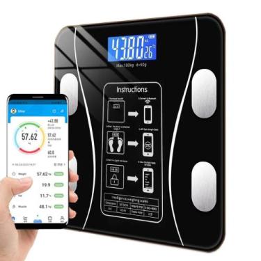Imagem de Balança Digital Corporal Bioimpedância 180Kg Bluetooth Aplicativo Fitn