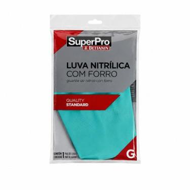 Imagem de Luva Nitrilica G SuperPro Bettanin Multiuso Verde com Forro de Algodão