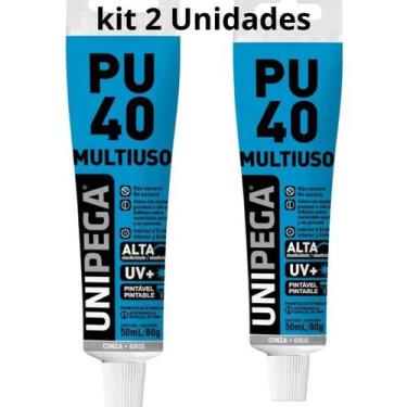Imagem de Kit 2 Silicone Multiuso Pu40 80g Bisnaga Cinza - UNIPEGA