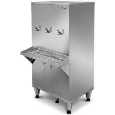 Imagem de Bebedouro Industrial Inox Coluna 100 Litros 3 Torneiras Ra10 Com Kit F