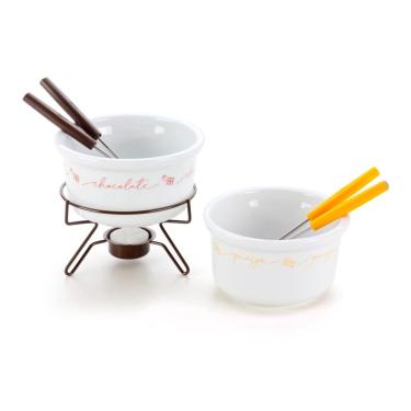 Evelots Mini Fondue Pot Set/Personal Fondue Mugs-Chocolate/Cheese/14-P