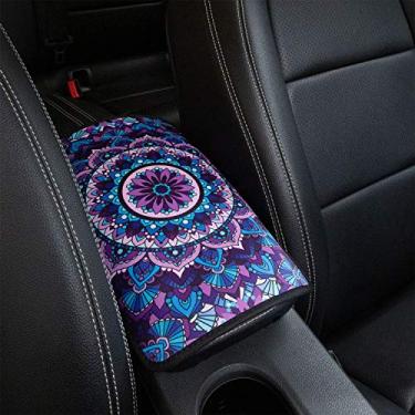 Imagem de YR Almofada para apoio de braço console central de veículos, ajuste universal, macia, confortável e confortável, apoio de braço para carro, design de padrão elegante, capa para apoio de braço de carroYR FSTLH